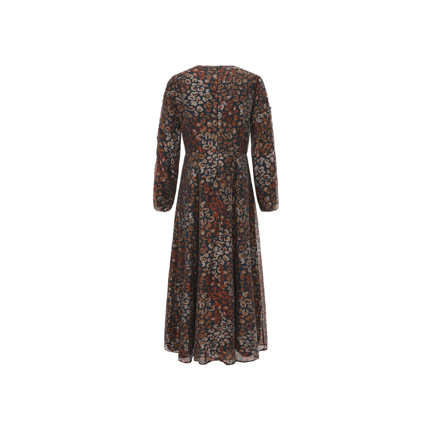 Ruched Sleeve Waisted Dress