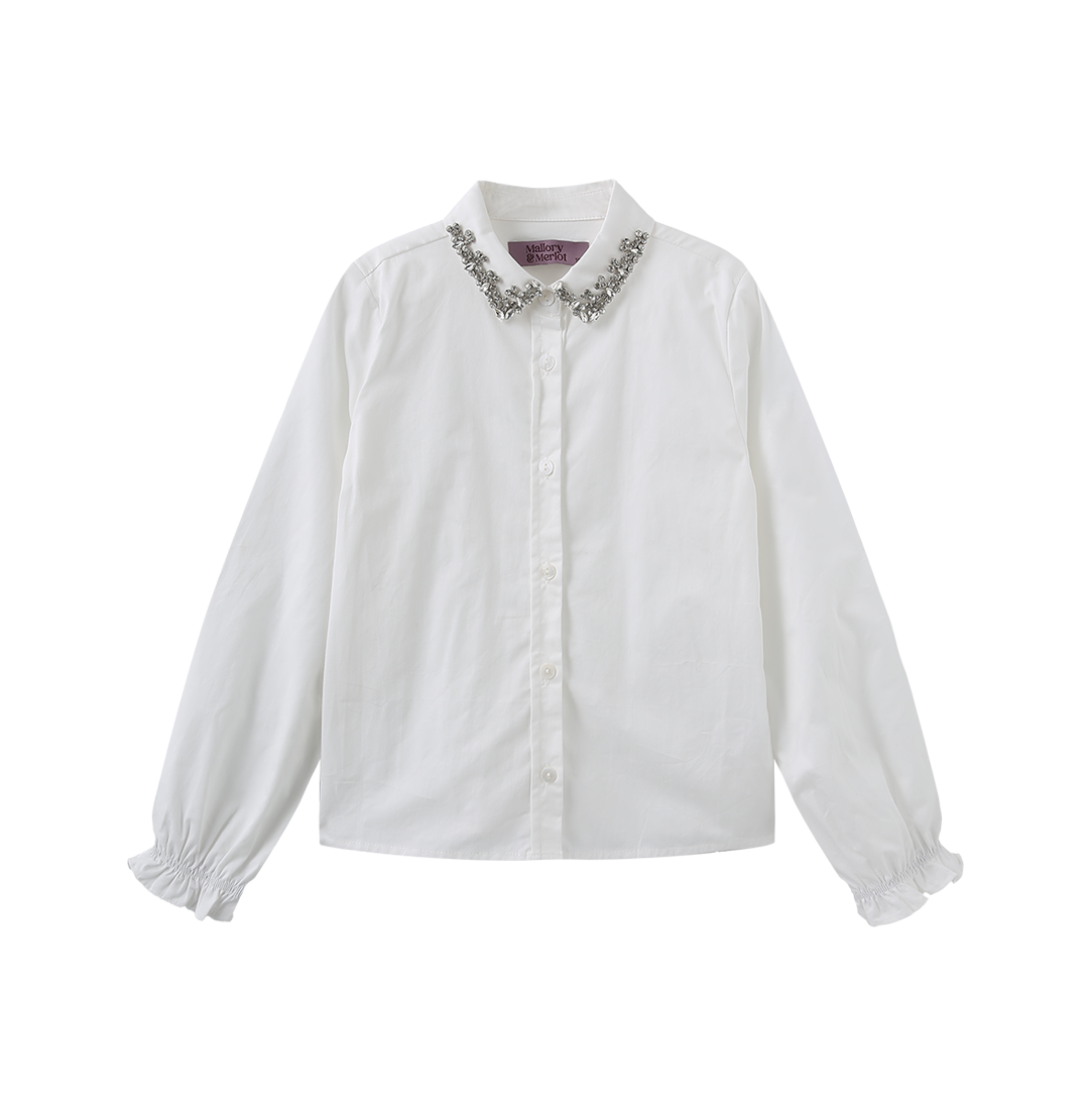Beaded Collared Trim Blouse