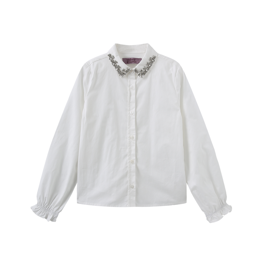 Beaded Collared Trim Blouse