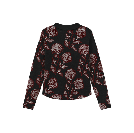 Collared Printed Knit Cardigan