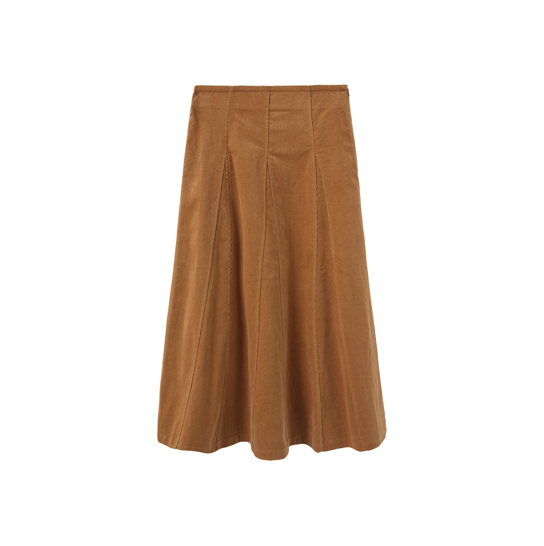 Corduroy Panel Midi Skirt