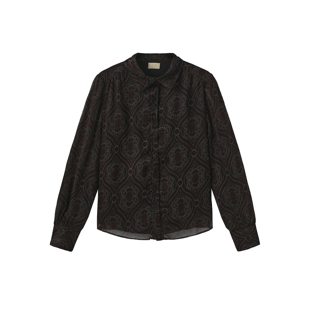 Gem Printed Rounded Collar Blouse