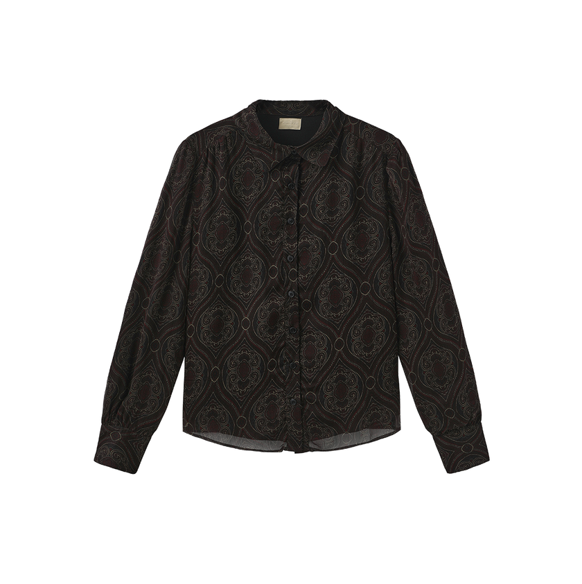 Gem Printed Rounded Collar Blouse