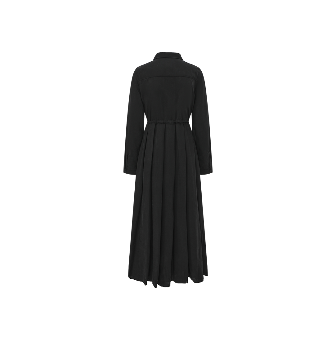 Cupro Pleat Collar Dress