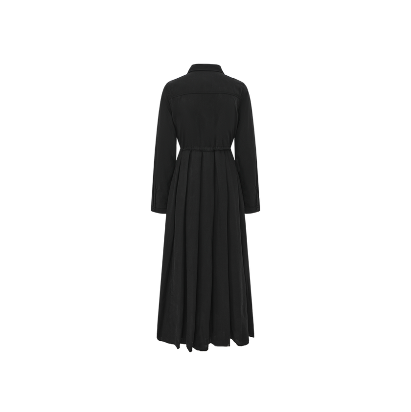 Cupro Pleat Collar Dress