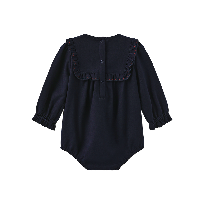 Pilro Wool Embroidered Bib Romper