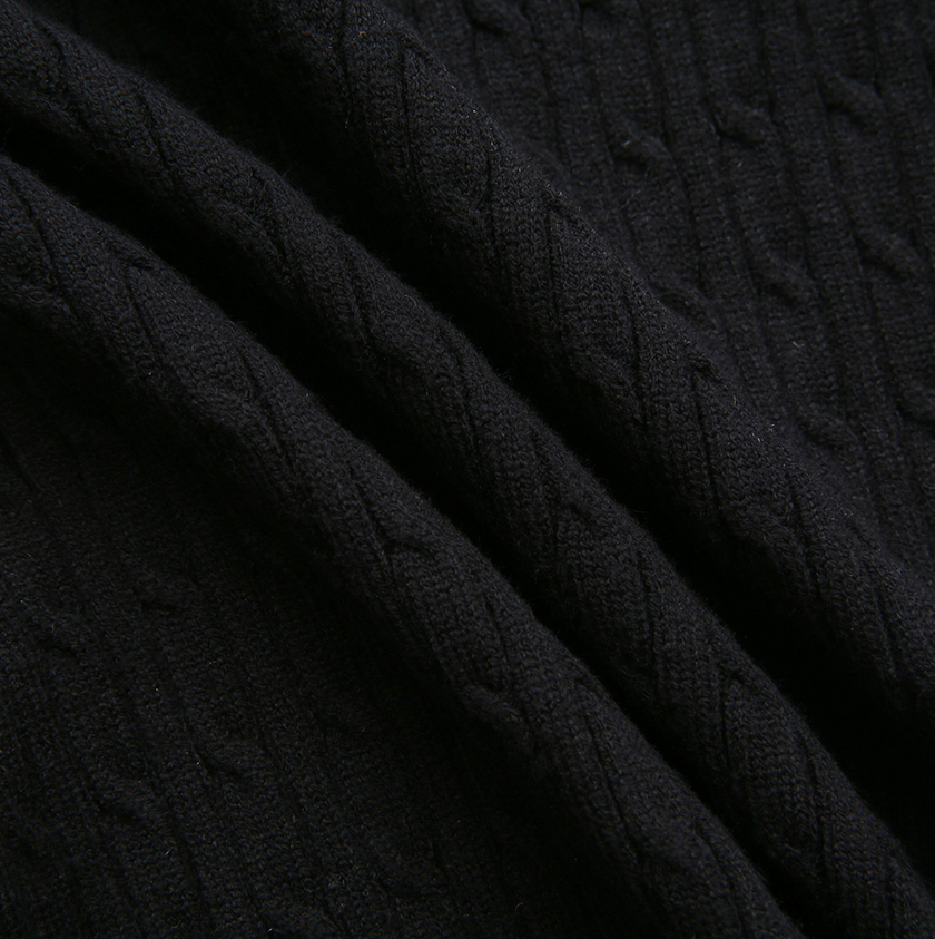 Cable Knit Contrast Fabric Cardigan