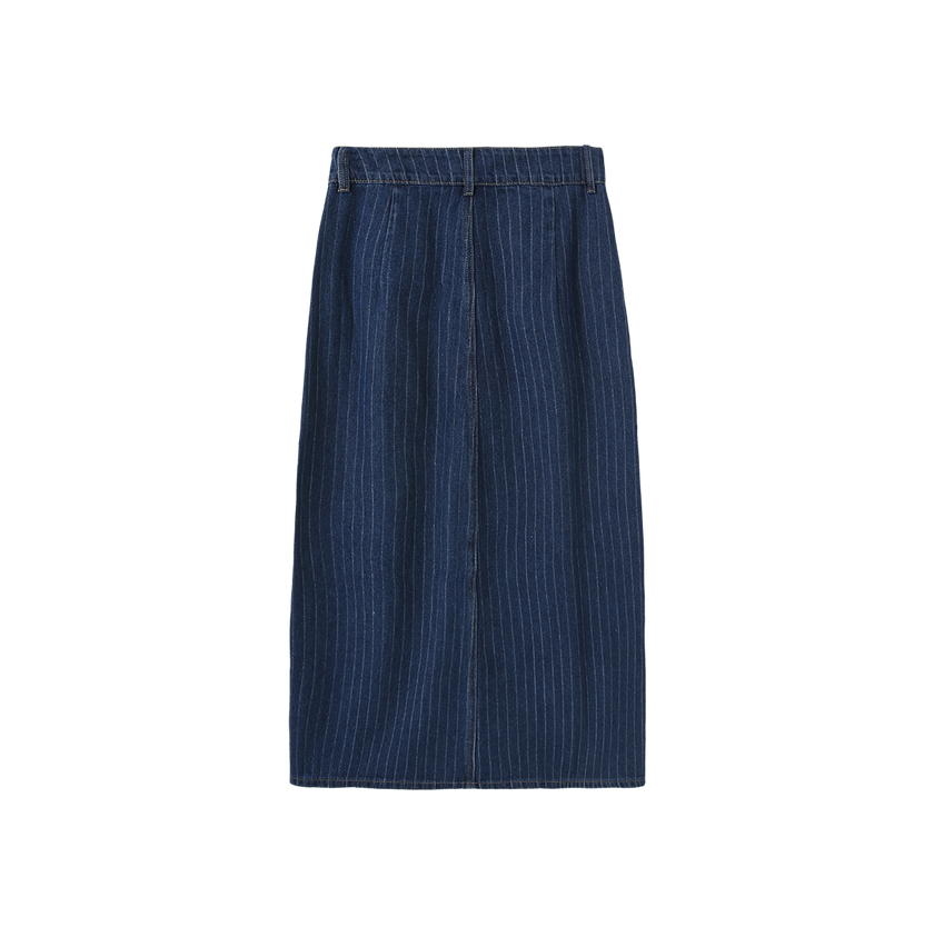 Denim Pinstripe Maxi Skirt