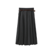 Wool Pleated Belted Skirt