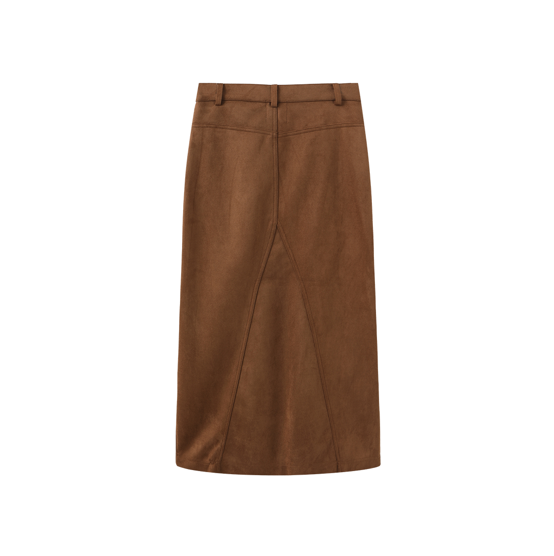 Suede Seam Midi Skirt