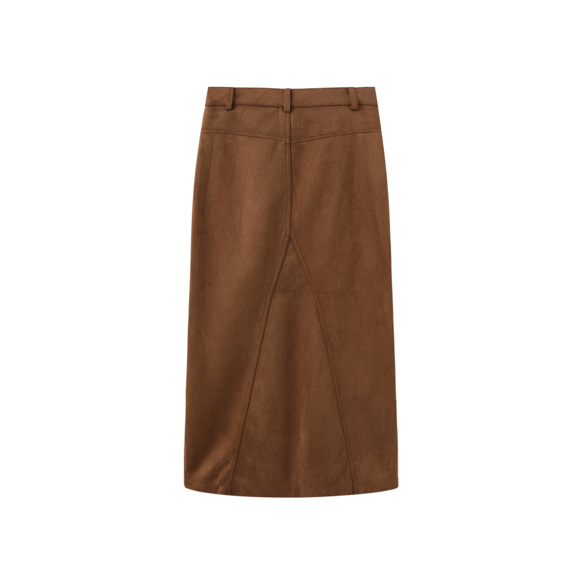 Suede Seam Midi Skirt