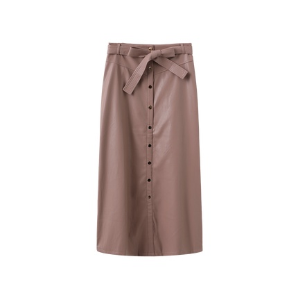 Leather Belted Button Down Skirt