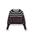 Geometric Print Ruffle Sweater