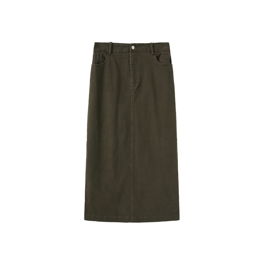 Canvas Straight Maxi Skirt