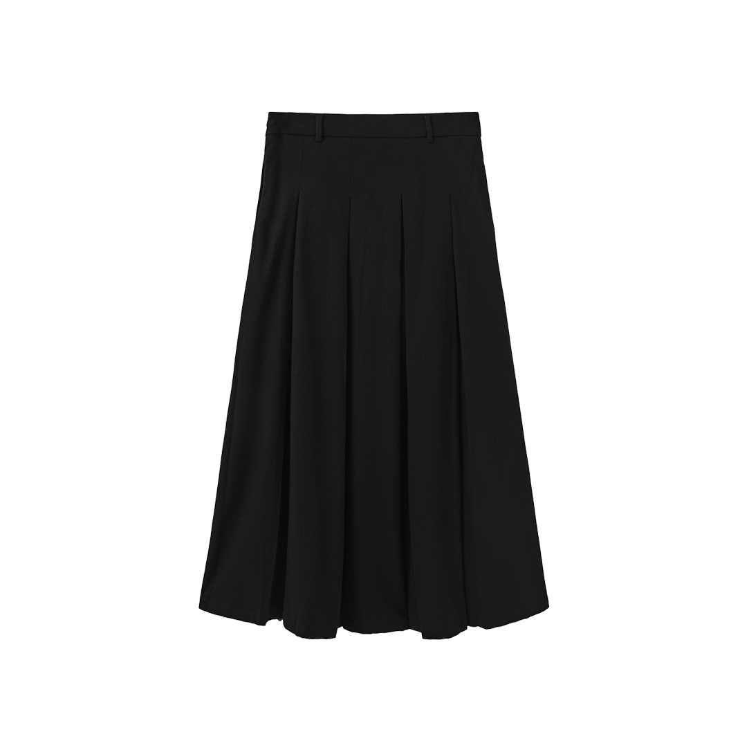 Wool Box Pleat Maxi Skirt