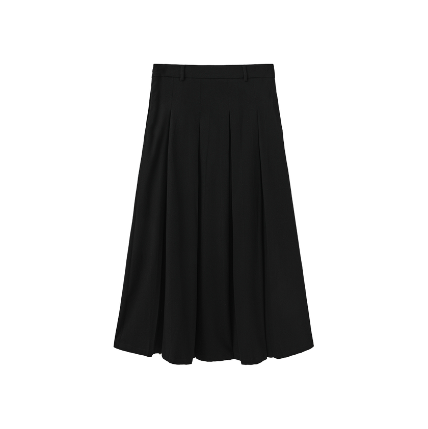 Wool Box Pleat Maxi Skirt