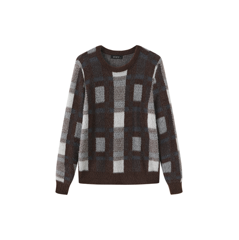 Mohair Plaid Crew Top