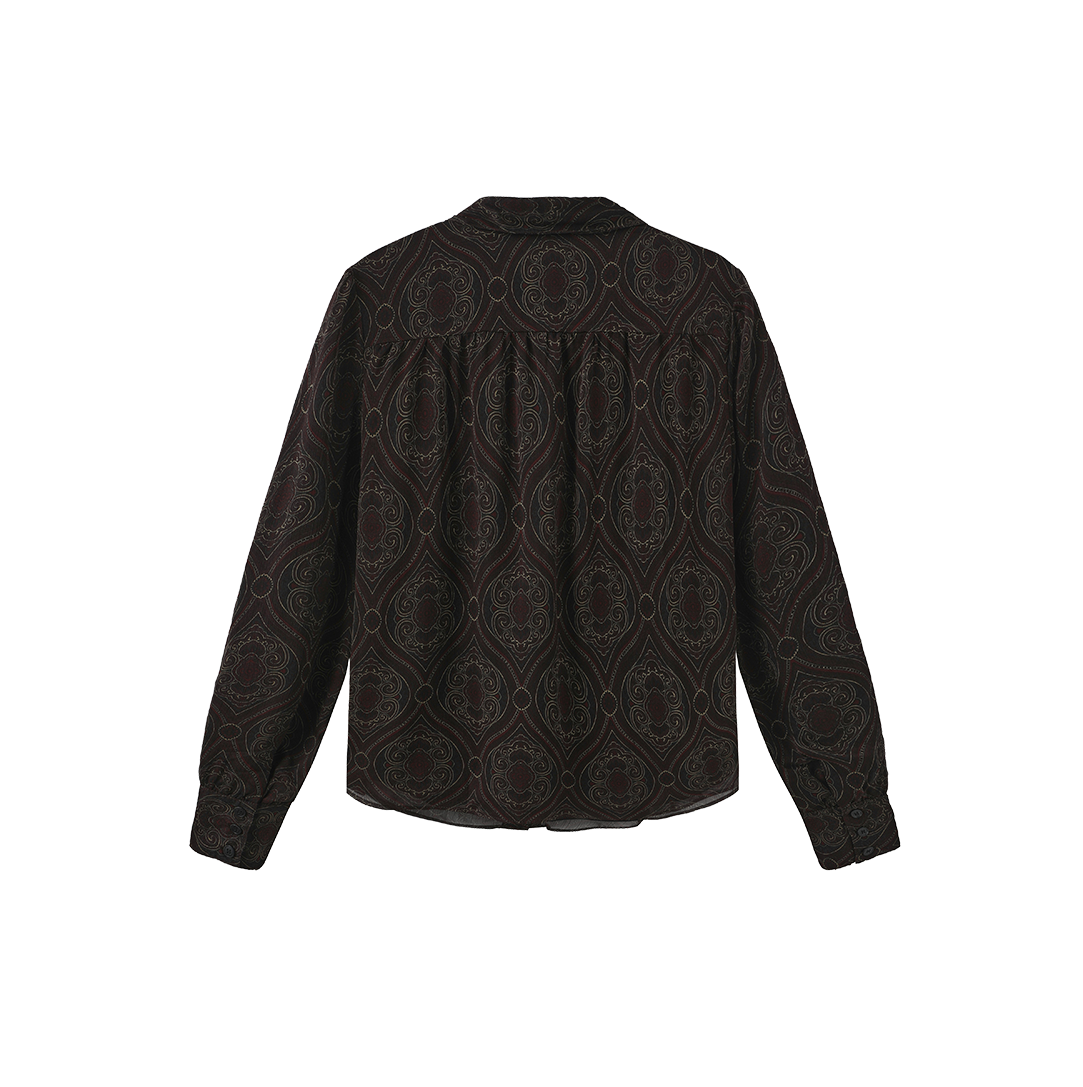 Gem Printed Rounded Collar Blouse