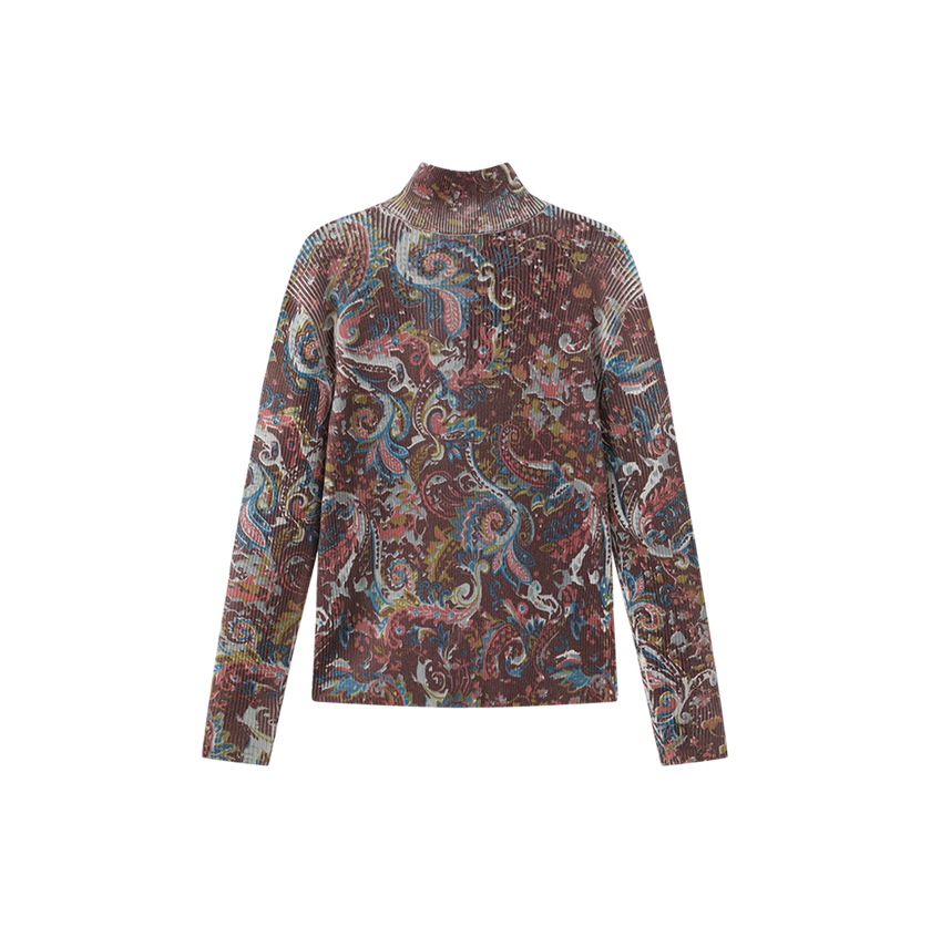 Ribbed Printed Sweater