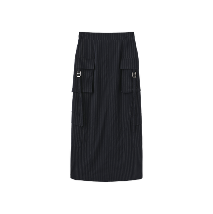 Miro Pinstripe Button Detail Aline Skirt