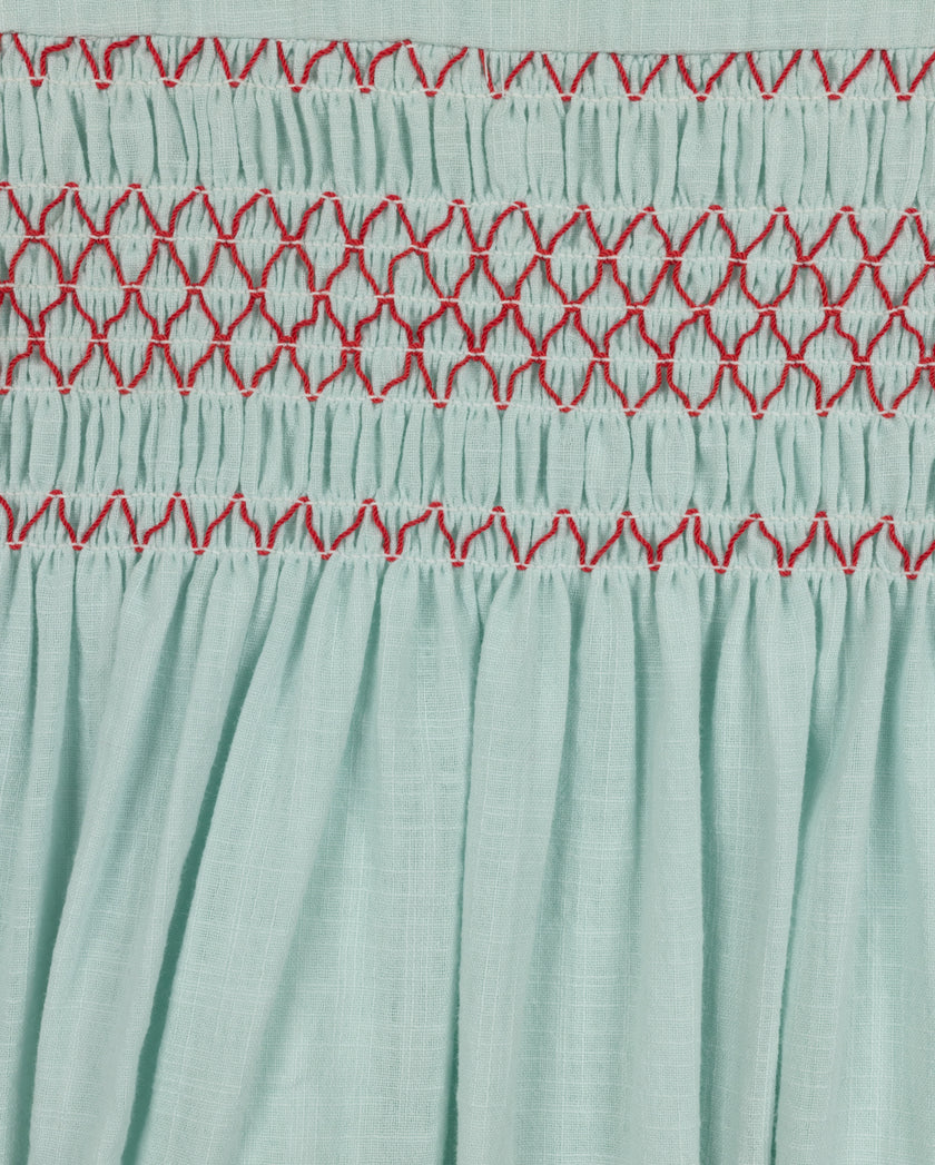 Chest Smocked Peter Pan Collar Dress