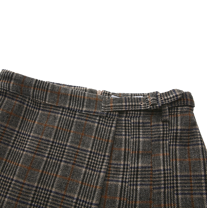 Plaid Buckle Skirt