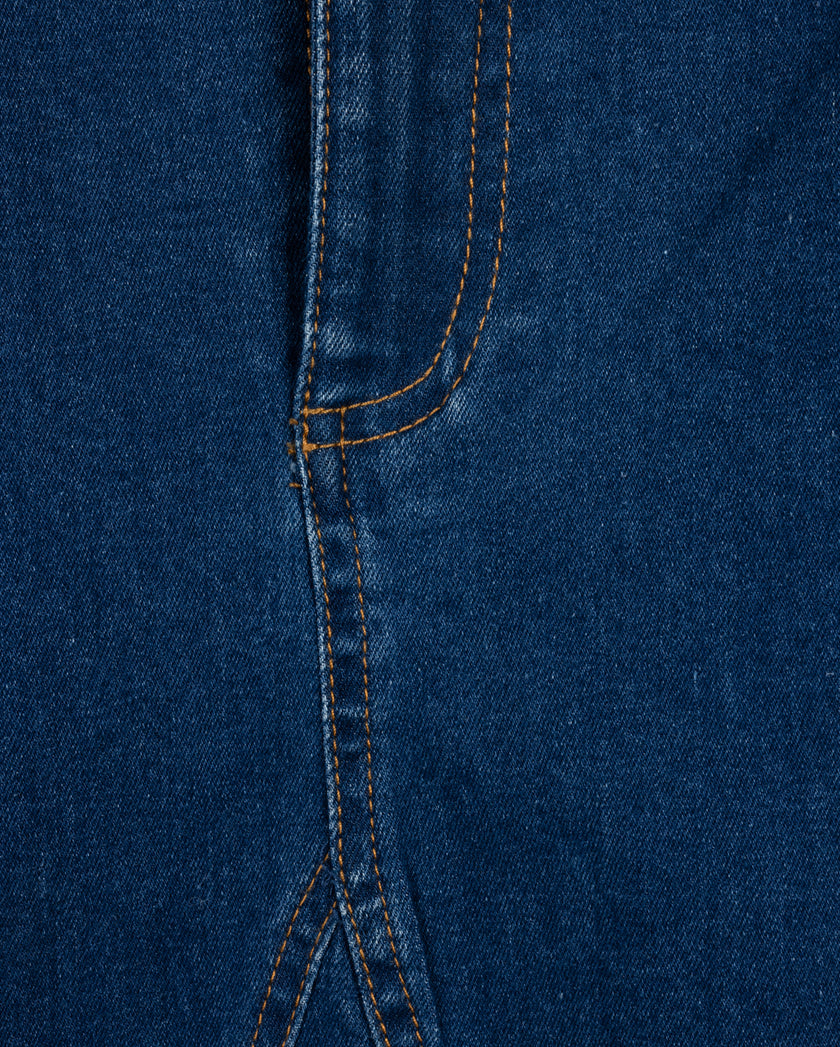 Pocket V Seam Denim Skirt
