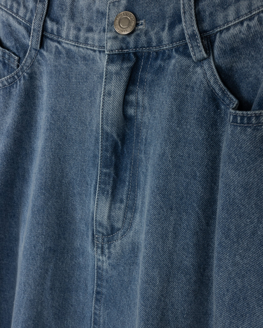Denim Panel Flair Skirt