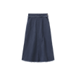 Denim Fringe Center Seam Skirt
