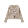 Cable Knit Bow Closure Cardigan