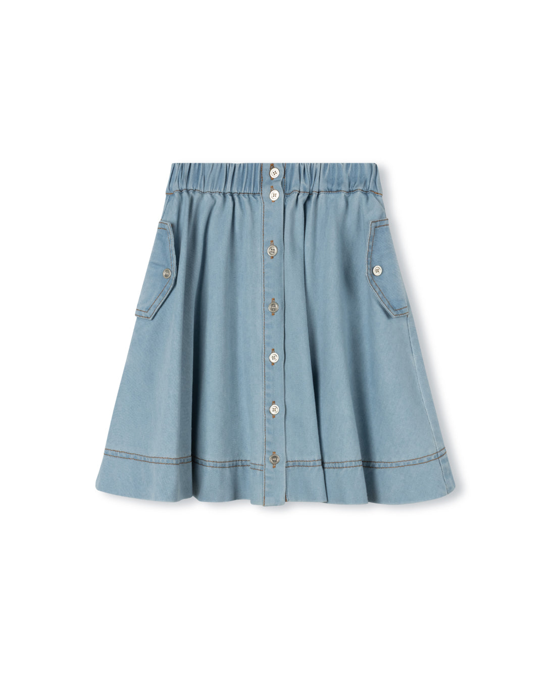 Chambray Flowy Side Pocket Skirt