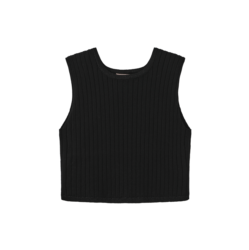 Tam Knit Ribbed Trim Vest