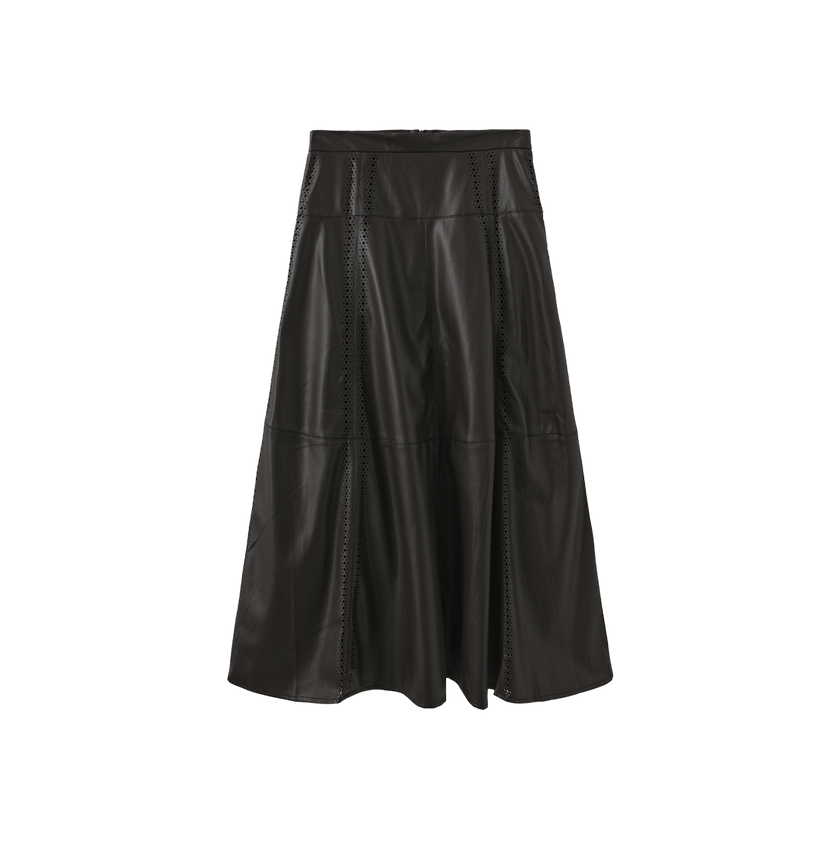 Dotted Leather Maxi Skirt