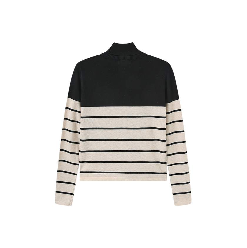 Patch Striped Knit Sweater