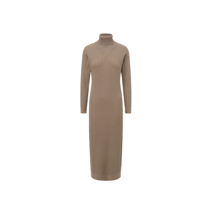 Knit V neck Turtleneck Dress