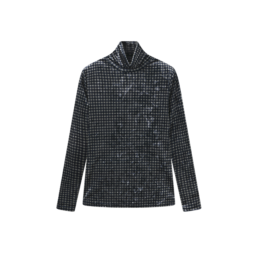 Velor Plaid Turtleneck