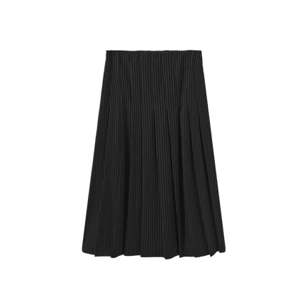 Wool Box Pleat Midi Skirt