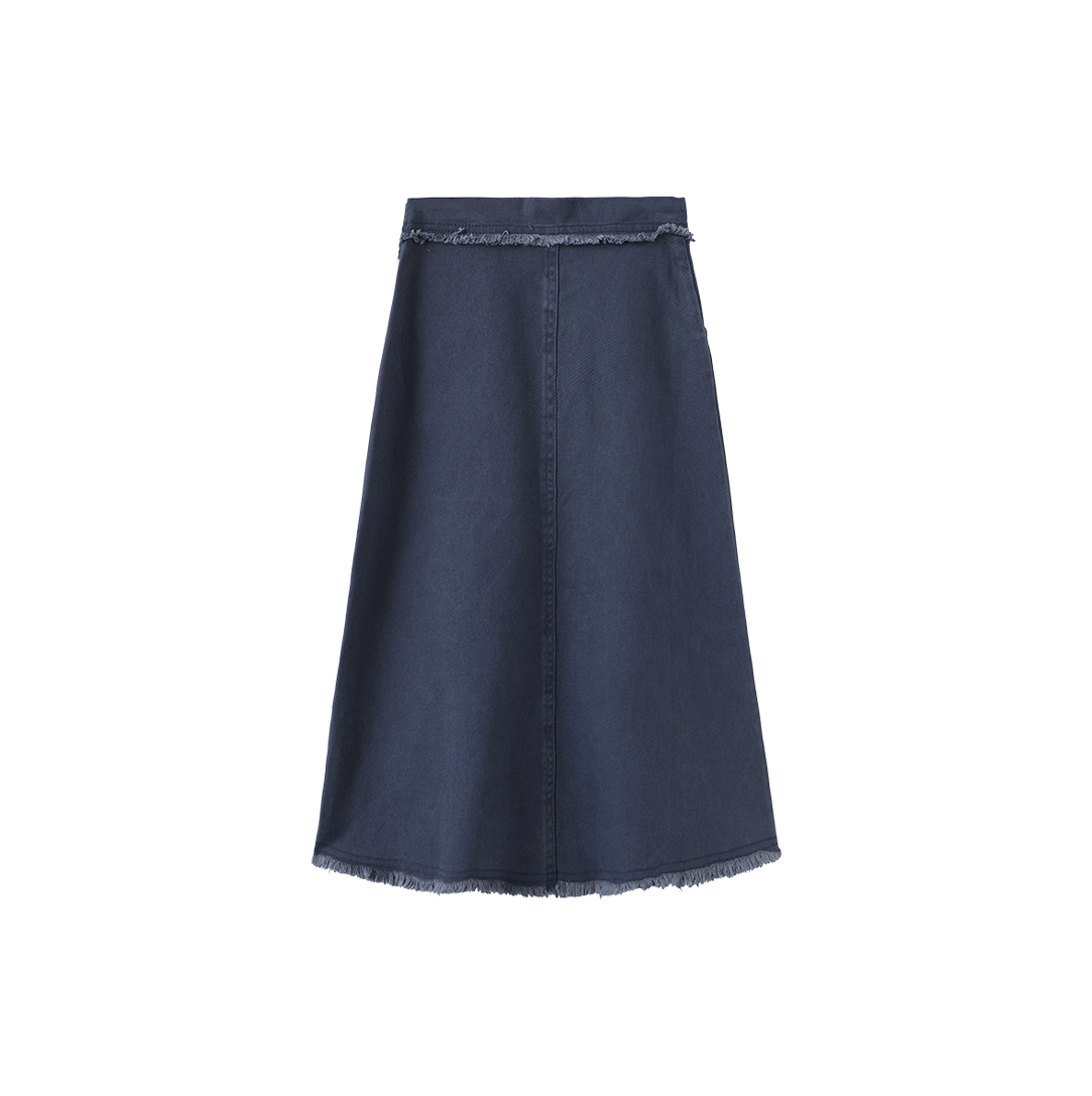 Denim Fringe Center Seam Skirt