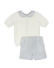 Cotton Pinstriped Shirt And Shorts