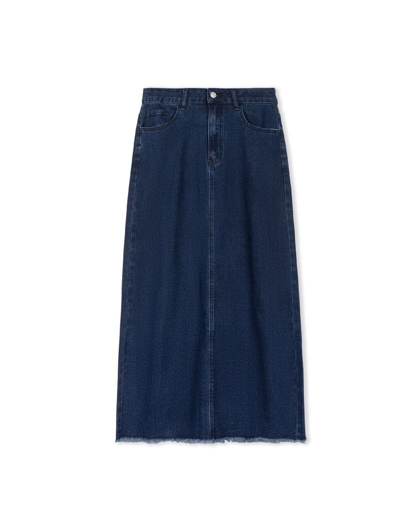 Stretchy Denim Maxi Skirt