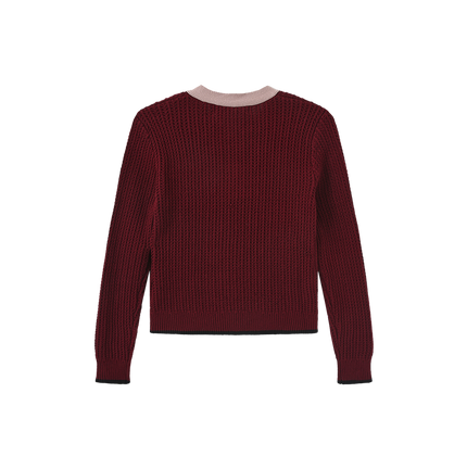 Cotton Ribbed Neck Bow Cardigan