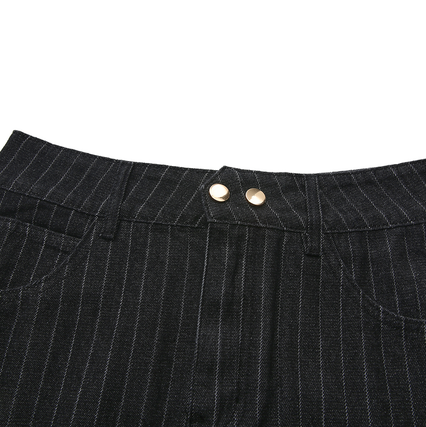 Denim Pinstripe Maxi Skirt