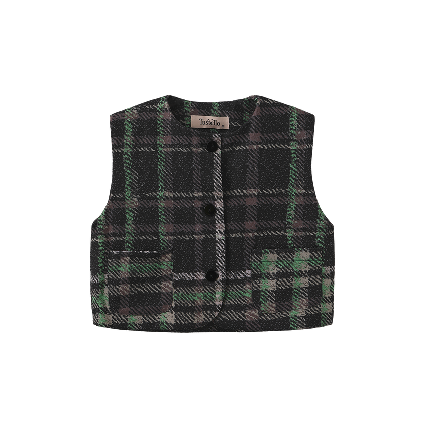 Plaid Printed Crewneck Vest