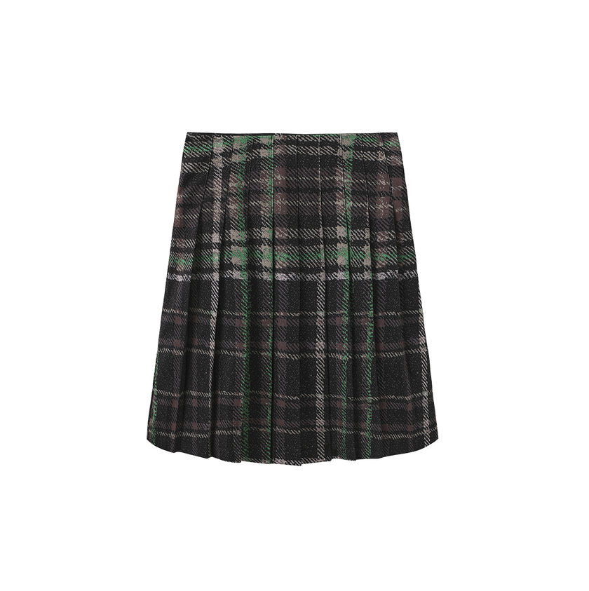 Plaid Printed Pleated Skirt