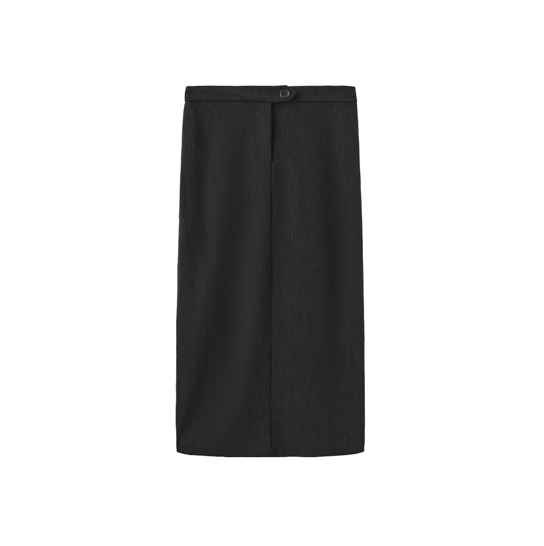 Button Wool Straight Skirt