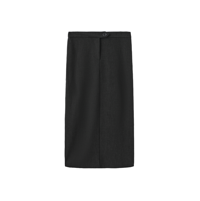 Button Wool Straight Skirt