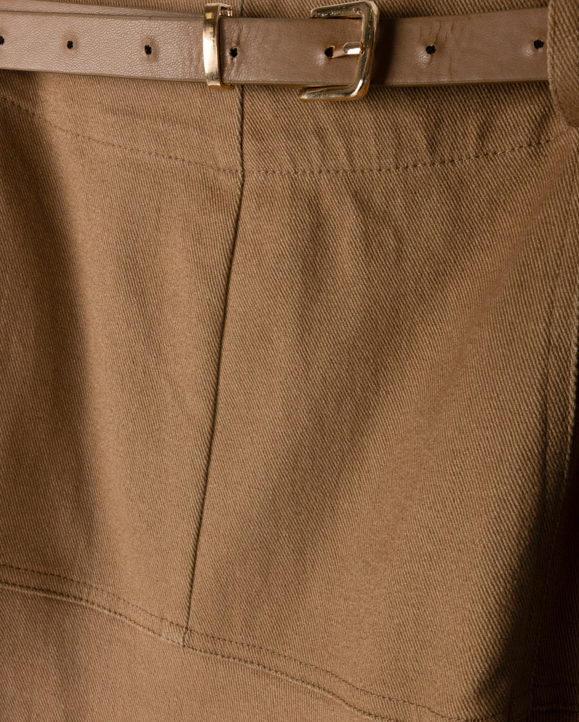 Drop Seam Paneled Denim Skirt