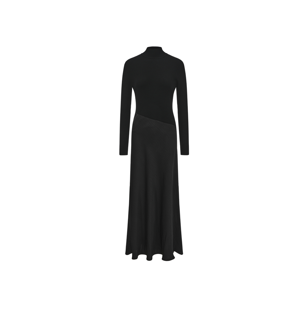 Asymmetrical Waist Combo Dress