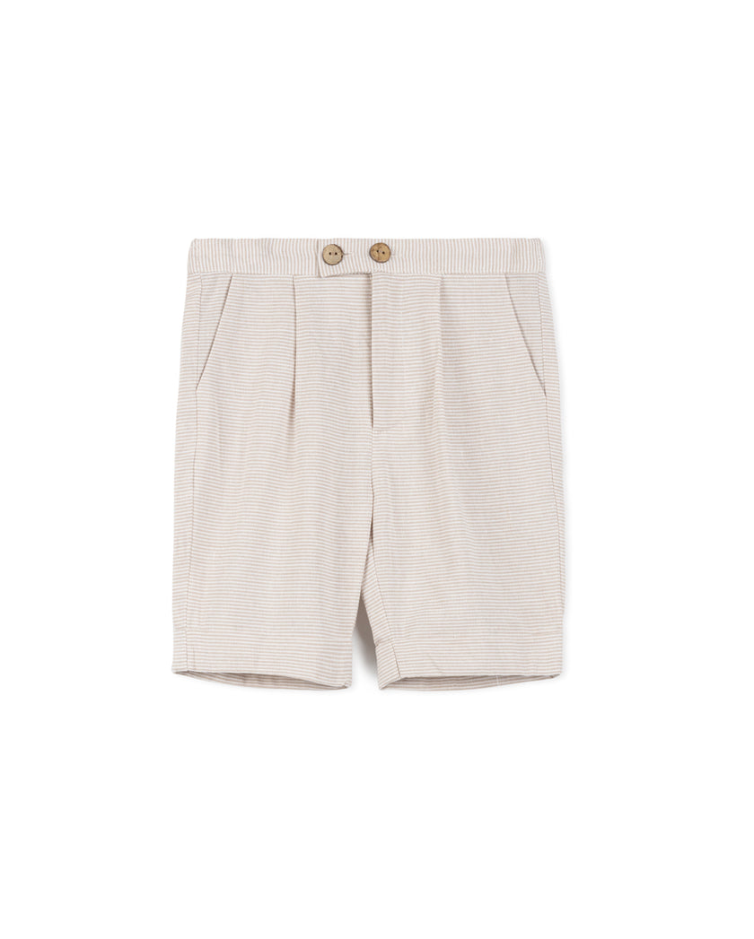 Horizontal Striped Pleat Shorts