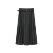 Wool Pleated Belted Skirt